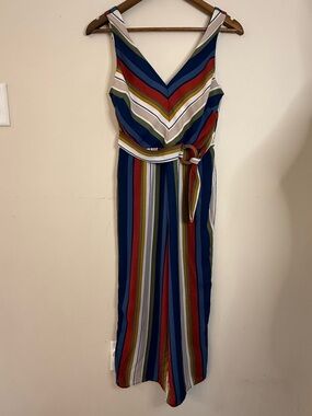 Crystal Doll multicolor striped sleeveless jumpsuit SZ 1